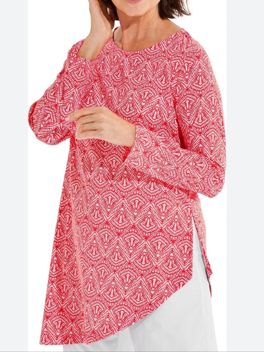 Coolibar Tunic Top Shirt Swim Cover Up Sz 2X High Low Hem 50 UPF